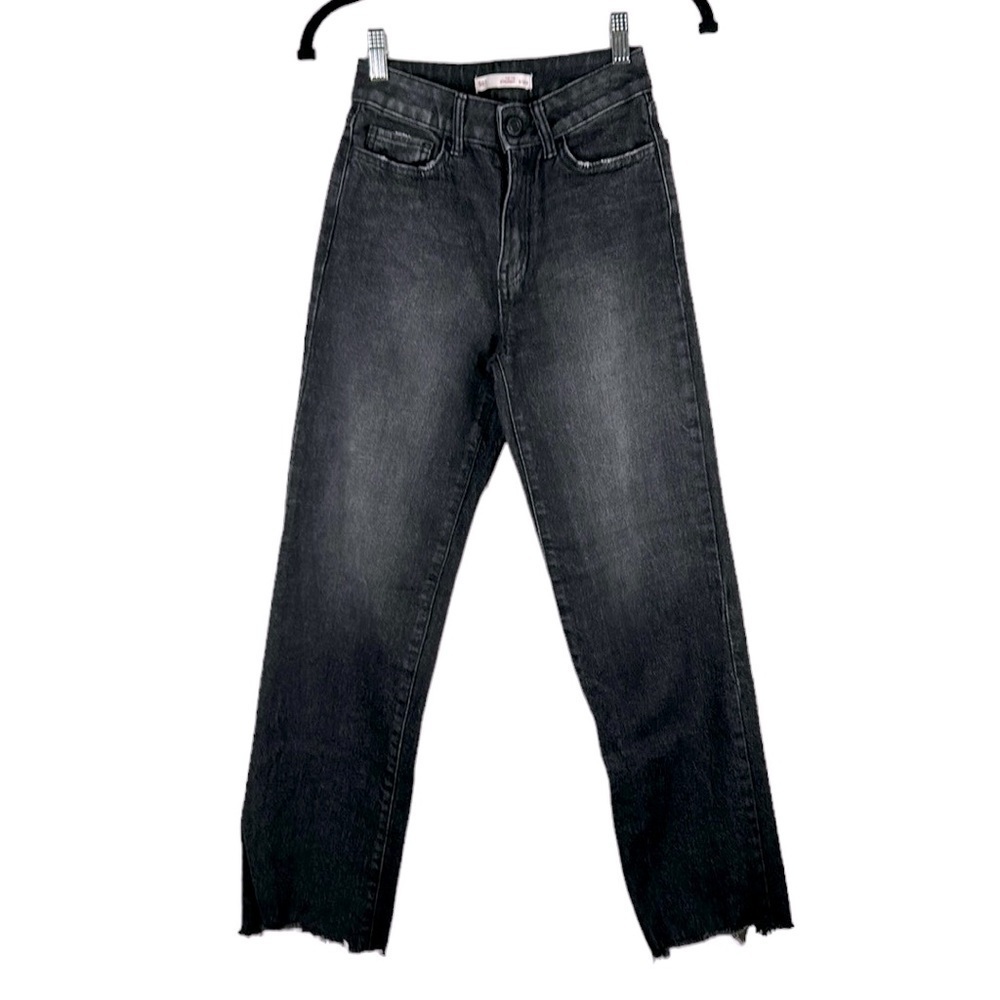 SO Black Denim High Rise Straight Raw Hem Jeans Size 24